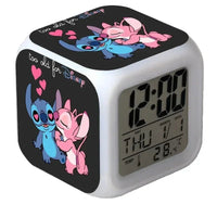 Lilo & Stitch 7-color Variable Alarm Clock - Cute PVC Stitch Cartoon Figure Toy for Kids 3 10x10x10cm