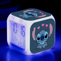 Lilo & Stitch 7-color Variable Alarm Clock - Cute PVC Stitch Cartoon Figure Toy for Kids
