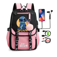 Lilo & Stitch Canvas Backpack for Girls - Anime School Bag with Laptop Compartment - Lusy Store LLC