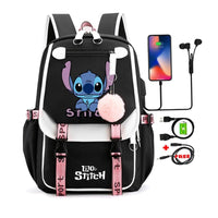 Lilo & Stitch Canvas Backpack for Girls - Anime School Bag with Laptop Compartment - Lusy Store LLC