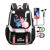 Lilo & Stitch Canvas Backpack for Girls - Anime School Bag with Laptop Compartment - Lusy Store LLC