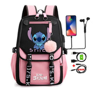 Lilo & Stitch Canvas Backpack for Girls - Anime School Bag with Laptop Compartment - Lusy Store LLC