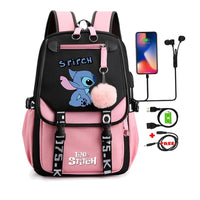 Lilo & Stitch Canvas Backpack for Girls - Anime School Bag with Laptop Compartment - Lusy Store LLC
