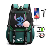 Lilo & Stitch Canvas Backpack for Girls - Anime School Bag with Laptop Compartment - Lusy Store LLC