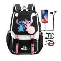 Lilo & Stitch Canvas Backpack for Girls - Anime School Bag with Laptop Compartment - Lusy Store LLC