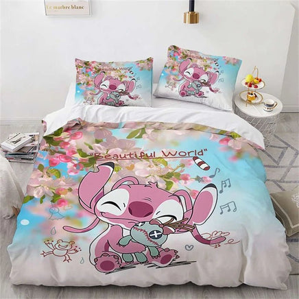 Lilo & Stitch Duvet Cover Cartoon Animation Style Single Double Bedding Set King Size Room Decoration 10