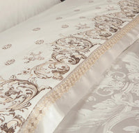Luxury Bedding Sets Beige Embroidered Cotton Bedspread King Queen Size Luxury Bed Room - Lusy Store LLC