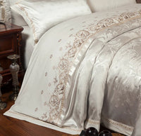 Luxury Bedding Sets Beige Embroidered Cotton Bedspread King Queen Size Luxury Bed Room - Lusy Store LLC