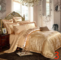 Luxury Bedding Sets Beige Embroidered Cotton Bedspread King Queen Size Luxury Bed Room - Lusy Store LLC