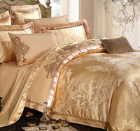Luxury Bedding Sets Beige Embroidered Cotton Bedspread King Queen Size Luxury Bed Room - Lusy Store LLC