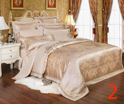 Luxury Bedding Sets Beige Embroidered Cotton Bedspread King Queen Size Luxury Bed Room - Lusy Store LLC