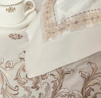 Luxury Bedding Sets Beige Embroidered Cotton Bedspread King Queen Size Luxury Bed Room - Lusy Store LLC