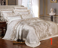 Luxury Bedding Sets Beige Embroidered Cotton Bedspread King Queen Size Luxury Bed Room - Lusy Store LLC