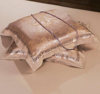 Luxury Bedding Sets Beige Embroidered Cotton Bedspread King Queen Size Luxury Bed Room - Lusy Store LLC