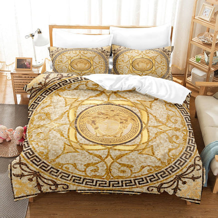 Luxury Brushed Chemical Fiber Digital Golden Pattern Bedding Set 15 Style