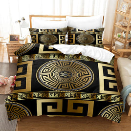Luxury Brushed Chemical Fiber Digital Golden Pattern Bedding Set 14 Style