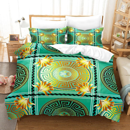Luxury Brushed Chemical Fiber Digital Golden Pattern Bedding Set 18 Style