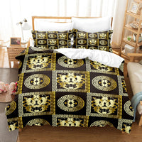 Luxury Brushed Chemical Fiber Digital Golden Pattern Bedding Set 16 Style