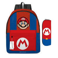 Mario Backpack 2pcs/set School Bag Cartoon Pencil Case Elementary and Middle School - Lusy Store LLC