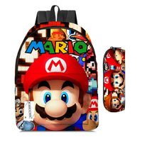 Mario Backpack 2pcs/set School Bag Cartoon Pencil Case Elementary and Middle School - Lusy Store LLC