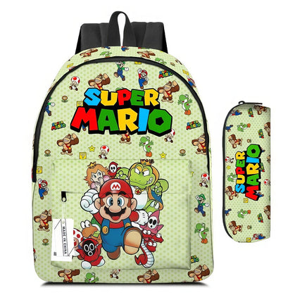Mario Backpack 2pcs/set School Bag Cartoon Pencil Case Elementary and Middle School - Lusy Store LLC
