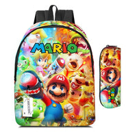 Mario Backpack 2pcs/set School Bag Cartoon Pencil Case Elementary and Middle School - Lusy Store LLC