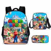Mario Backpack 3pcs/set Shoulder Bag Boys Children Versatile Bag School Bag - Lusy Store LLC