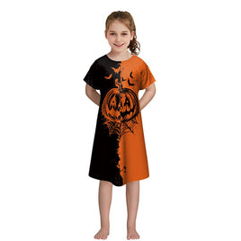 Maximize your child's Halloween fun with this Girls' Short-sleeved Funny Digital Printed Dress B420 1001
