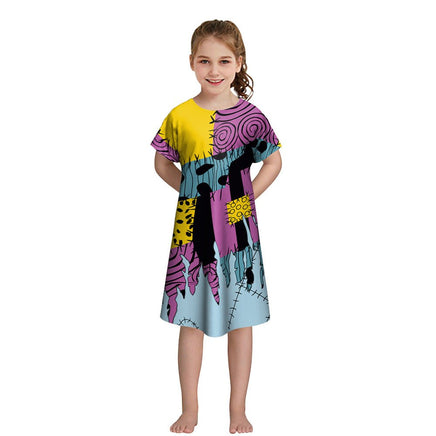 Maximize your child's Halloween fun with this Girls' Short-sleeved Funny Digital Printed Dress B420 1009