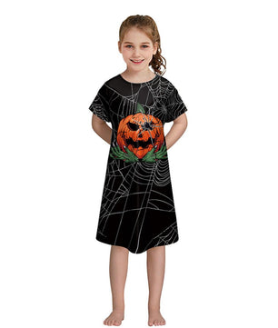Maximize your child's Halloween fun with this Girls' Short - sleeved Funny Digital Printed Dress - Lusy Store LLC