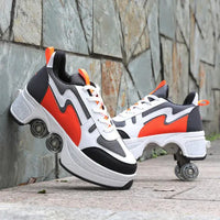 Casual Sneakers Walk Roller Skates Orange White 36