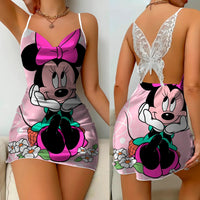 Mickey Elegant Dresses for Women Lace Dress Pajama Skirt Minnie Mouse Bow Knot Womens Fashion 1