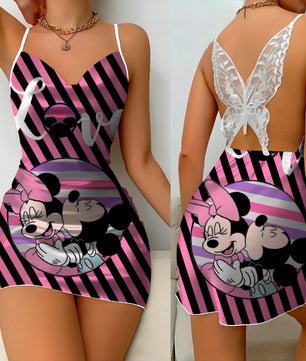 Mickey Elegant Dresses for Women Lace Dress Pajama Skirt Minnie Mouse Bow Knot Womens Fashion - Lusy Store LLC