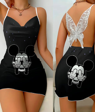 Mickey Elegant Dresses for Women Lace Dress Pajama Skirt Minnie Mouse Bow Knot Womens Fashion - Lusy Store LLC