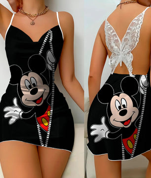 Mickey Elegant Dresses for Women Lace Dress Pajama Skirt Minnie Mouse Bow Knot Womens Fashion - Lusy Store LLC