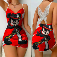 Mickey Elegant Dresses for Women Lace Dress Pajama Skirt Minnie Mouse Bow Knot Womens Fashion 6