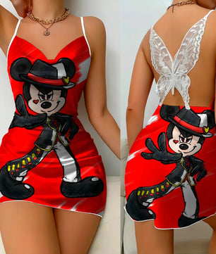 Mickey Elegant Dresses for Women Lace Dress Pajama Skirt Minnie Mouse Bow Knot Womens Fashion - Lusy Store LLC