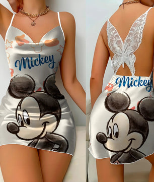 Mickey Elegant Dresses for Women Lace Dress Pajama Skirt Minnie Mouse Bow Knot Womens Fashion - Lusy Store LLC