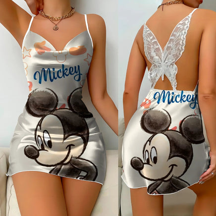 Mickey Elegant Dresses for Women Lace Dress Pajama Skirt Minnie Mouse Bow Knot Womens Fashion 2