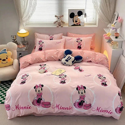 Mickey Minnie Bedding Set Kids Duvet Cover Kawaii Cute Double Single Size for Children Gifts Queen King Size 3