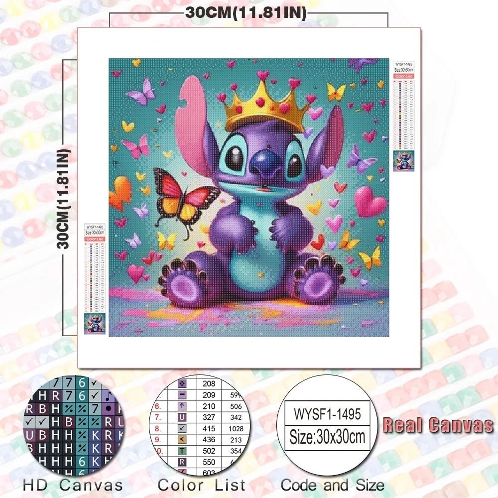 Mickey Mouse 5D Diamond Painting Kit with Lilo and Stitch Characters Cute Gift - Lusy Store LLC