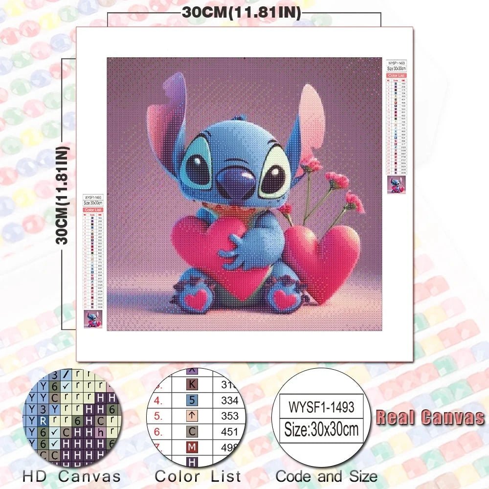 Mickey Mouse 5D Diamond Painting Kit with Lilo and Stitch Characters Cute Gift - Lusy Store LLC