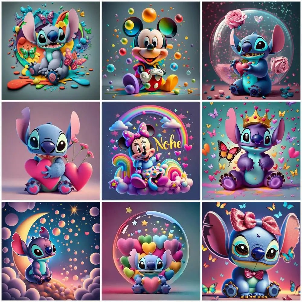 Mickey Mouse 5D Diamond Painting Kit with Lilo and Stitch Characters Cute Gift - Lusy Store LLC