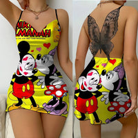 Mini Dress Womens Dresses Mickey Satin Surface Bowknot Minnie Mouse Fashion 6