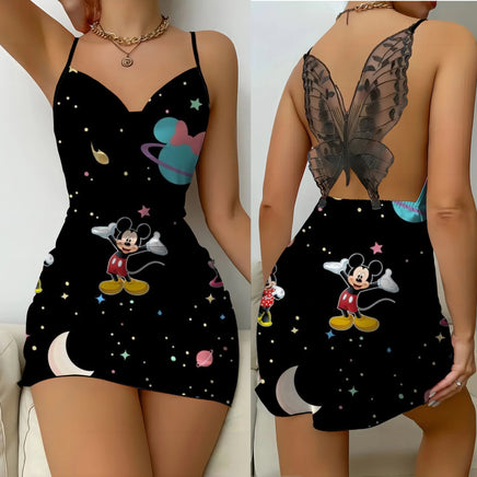 Mini Dress Womens Dresses Mickey Satin Surface Bowknot Minnie Mouse Fashion 10