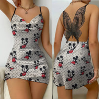 Mini Dress Womens Dresses Mickey Satin Surface Bowknot Minnie Mouse Fashion 2