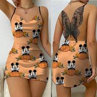 Mini Dress Womens Dresses Mickey Satin Surface Bowknot Minnie Mouse Fashion 7