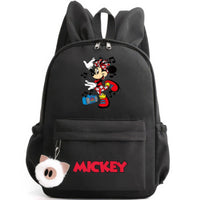 Minnie Backpack - Casual School Bags Travel Rabbit Ears Backpacks Mochila Black-2 15x11 inches
