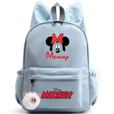 Minnie Backpack - Casual School Bags Travel Rabbit Ears Backpacks Mochila Blue-4 15x11 inches