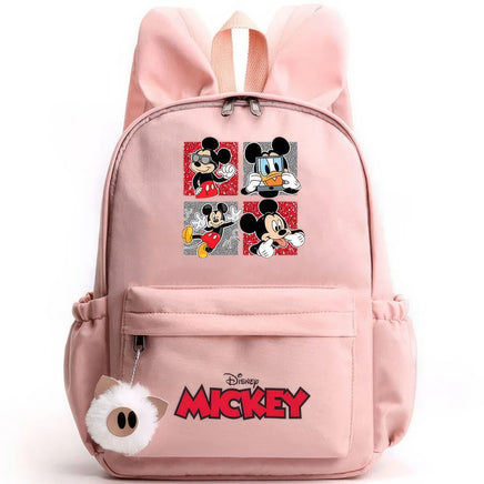 Minnie Backpack - Casual School Bags Travel Rabbit Ears Backpacks Mochila Pink-1 15x11 inches